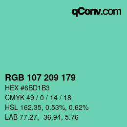 Color code: RGB 107 209 179 | qconv.com