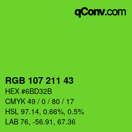 颜色代码: RGB 107 211 43 | qconv.com