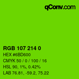 颜色代码: RGB 107 214 0 | qconv.com