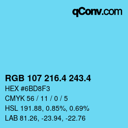 カラーコード: RGB 107 216.4 243.4 | qconv.com