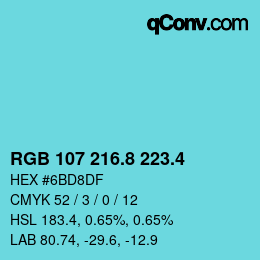 カラーコード: RGB 107 216.8 223.4 | qconv.com