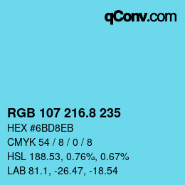 カラーコード: RGB 107 216.8 235 | qconv.com