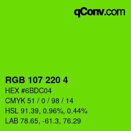 Color code: RGB 107 220 4 | qconv.com