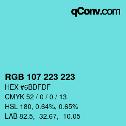 Color code: RGB 107 223 223 | qconv.com