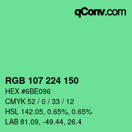 カラーコード: RGB 107 224 150 | qconv.com