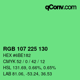 颜色代码: RGB 107 225 130 | qconv.com