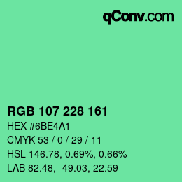 Color code: RGB 107 228 161 | qconv.com