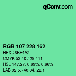 Farbcode: RGB 107 228 162 | qconv.com