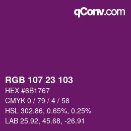Color code: RGB 107 23 103 | qconv.com