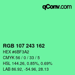 Color code: RGB 107 243 162 | qconv.com