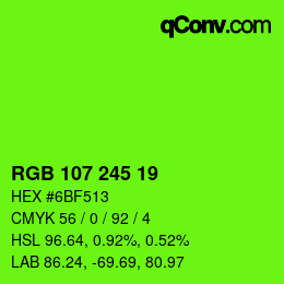 カラーコード: RGB 107 245 19 | qconv.com