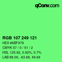 Color code: RGB 107 249 121 | qconv.com