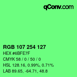 カラーコード: RGB 107 254 127 | qconv.com