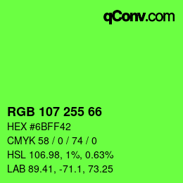 颜色代码: RGB 107 255 66 | qconv.com