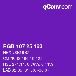 カラーコード: RGB 107 25 183 | qconv.com