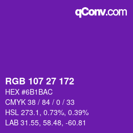 Color code: RGB 107 27 172 | qconv.com