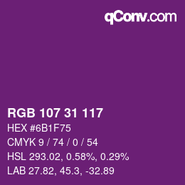 Farbcode: RGB 107 31 117 | qconv.com