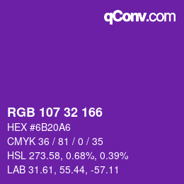 Color code: RGB 107 32 166 | qconv.com