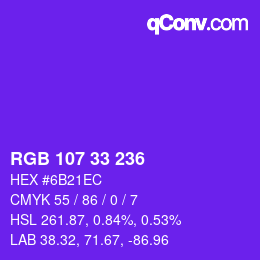 カラーコード: RGB 107 33 236 | qconv.com
