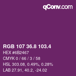 カラーコード: RGB 107 36.8 103.4 | qconv.com