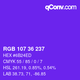 Color code: RGB 107 36 237 | qconv.com