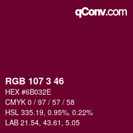 Color code: RGB 107 3 46 | qconv.com
