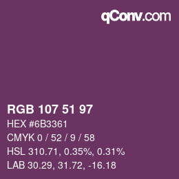 Color code: RGB 107 51 97 | qconv.com