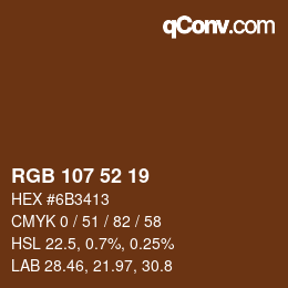 Color code: RGB 107 52 19 | qconv.com