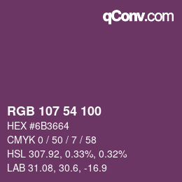 カラーコード: RGB 107 54 100 | qconv.com