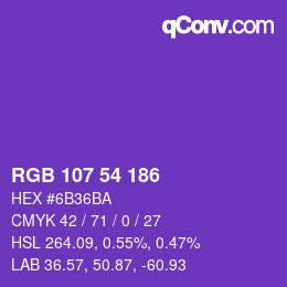 Color code: RGB 107 54 186 | qconv.com
