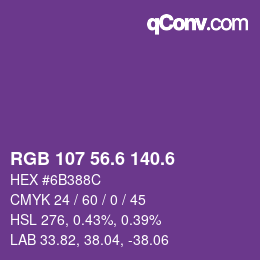カラーコード: RGB 107 56.6 140.6 | qconv.com