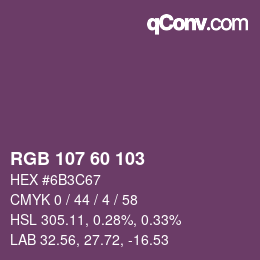 カラーコード: RGB 107 60 103 | qconv.com