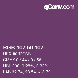 Código de color: RGB 107 60 107 | qconv.com