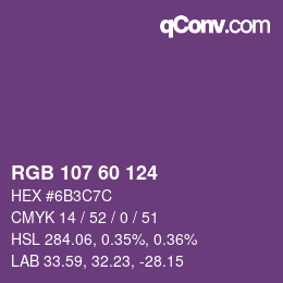 カラーコード: RGB 107 60 124 | qconv.com