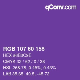 カラーコード: RGB 107 60 158 | qconv.com