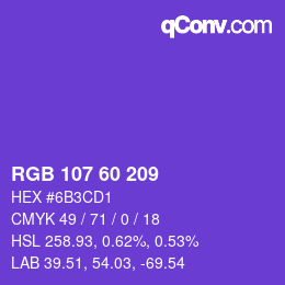 Color code: RGB 107 60 209 | qconv.com