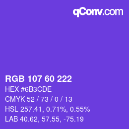カラーコード: RGB 107 60 222 | qconv.com