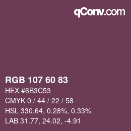 カラーコード: RGB 107 60 83 | qconv.com