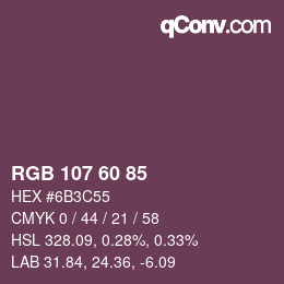 Farbcode: RGB 107 60 85 | qconv.com