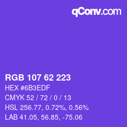 Color code: RGB 107 62 223 | qconv.com