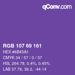 Color code: RGB 107 69 161 | qconv.com