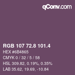 カラーコード: RGB 107 72.8 101.4 | qconv.com