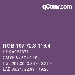 カラーコード: RGB 107 72.8 116.4 | qconv.com