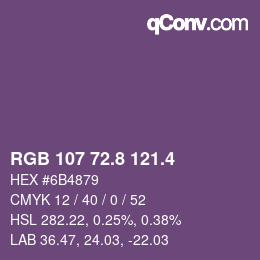 カラーコード: RGB 107 72.8 121.4 | qconv.com