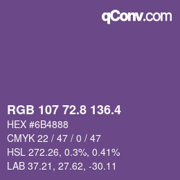 カラーコード: RGB 107 72.8 136.4 | qconv.com