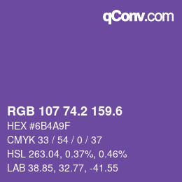 カラーコード: RGB 107 74.2 159.6 | qconv.com