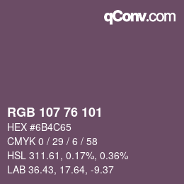 カラーコード: RGB 107 76 101 | qconv.com