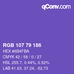 颜色代码: RGB 107 79 186 | qconv.com
