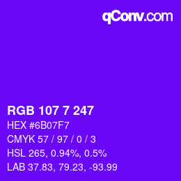 Color code: RGB 107 7 247 | qconv.com