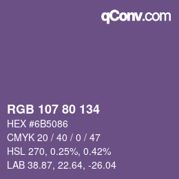 Farbcode: RGB 107 80 134 | qconv.com